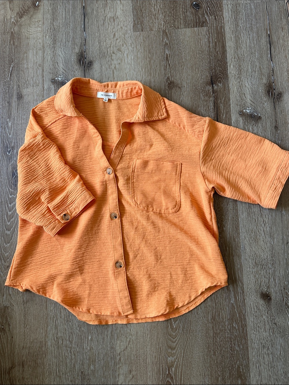 Button-Front Kids Shirt in Bright Orange with Chest Pocket